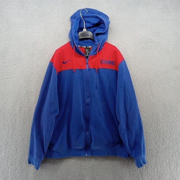 Chicago Cubs Jacket Mens‎ XL Blue Red Full Zip Hoodie Nike BSBL Genuine MLB - Picture 1 of 9